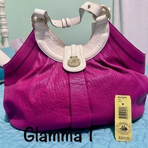 Brahmin Hard To Find Vintage Pink Ester Lagoon Satchel Handbag